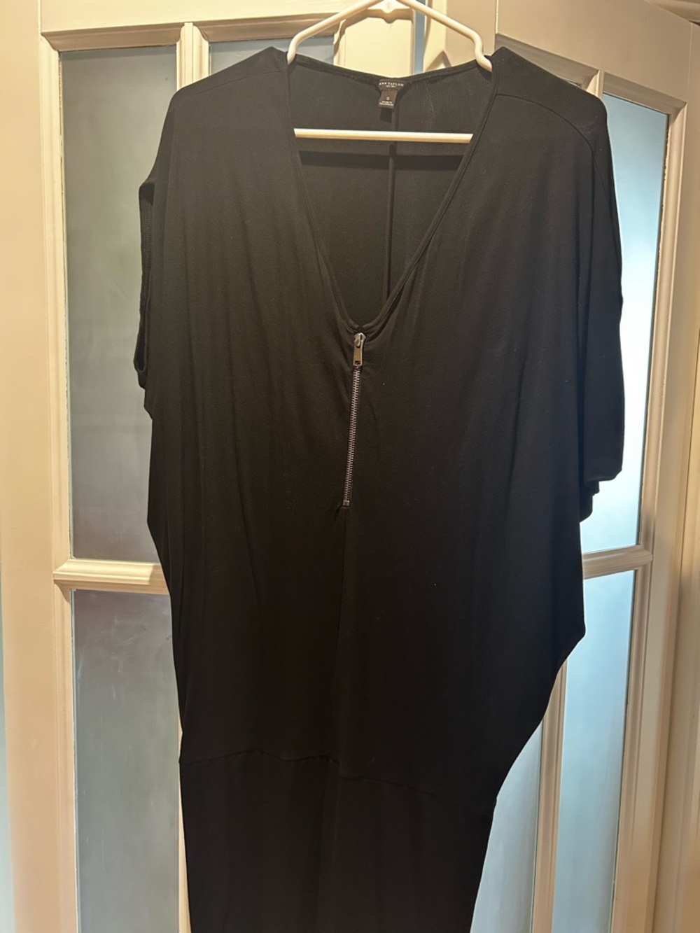 Ann Taylor Black V-Neck Dress with Front Seam